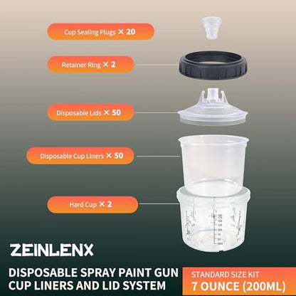 Disposable Paint Gun Cup, HVLP Paint Sprayer Gun Mixing Cups - size: 6.7 ounce