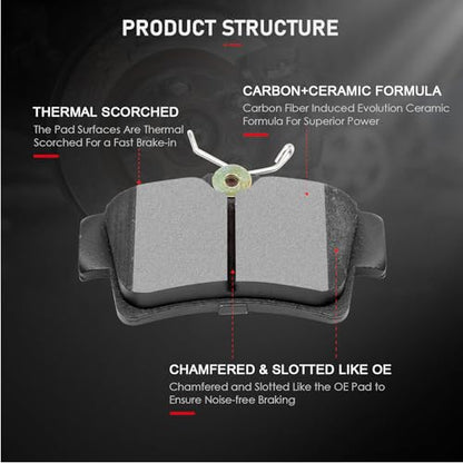 cciyu D627 Brake Pads w/Hardware Rear Disc Brake Pad Set - size: Rear[D627]