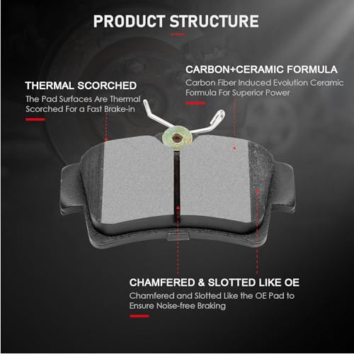 cciyu D627 Brake Pads w/Hardware Rear Disc Brake Pad Set - size: Rear[D627]