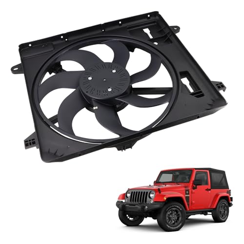 Engine Cooling Radiator Fan Assembly Compatible with 2012-2017 Jeep Wrangler,2018 Wrangler JK 3.6L Replace#68143894AA 68143894AB 621-601 6010277 624080 CF13078