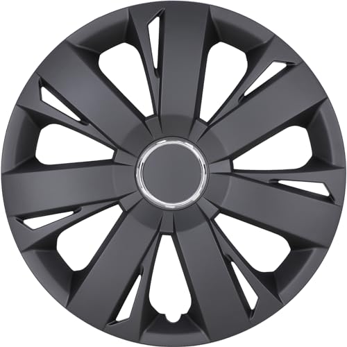 15" Universal Wheel Rim Cover Hubcaps Snap On Car Truck SUV - color: 5077-Black Matte-15