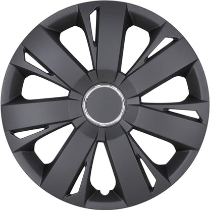 15" Universal Wheel Rim Cover Hubcaps Snap On Car Truck SUV - color: 5077-Black Matte-15