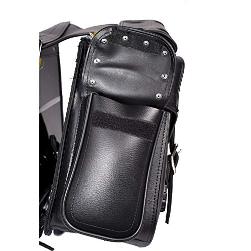 Motorcycle Biker Studded PVC Saddle Bags Set – Cruiser Luggage for Touring & Travel, Heavy Duty Saddlebags for Bikes