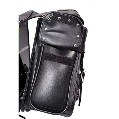 Motorcycle Biker Studded PVC Saddle Bags Set – Cruiser Luggage for Touring & Travel, Heavy Duty Saddlebags for Bikes