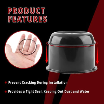 RTrhinotuning 4 Pack 3 inch Wheel Center Caps Plastic Push Through Center Caps Gloss Black Hub Caps for Trailers Trucks RVs - color: Black, size: 3.03" Hub 2.36" H