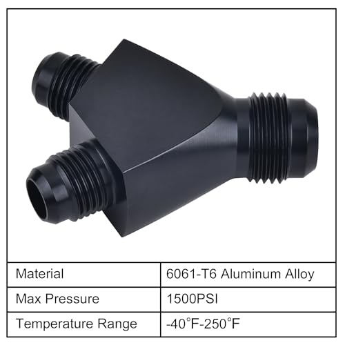 EVIL ENERGY 8AN to 6AN 6AN Y Block Flare Fitting Adapter Union Splitter Black - size: 8AN to 2 × 6AN