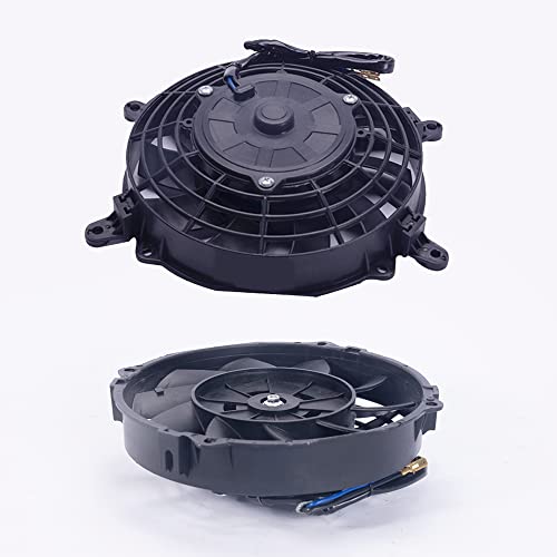 7" Electric Radiator Cooling Fan Assembly Kit with 12V 80W Motor Universal High Performance Slim Fan Push Pull Black Curved Blades - style: 7" Curved