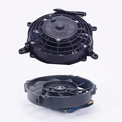 7" Electric Radiator Cooling Fan Assembly Kit with 12V 80W Motor Universal High Performance Slim Fan Push Pull Black Curved Blades - style: 7" Curved