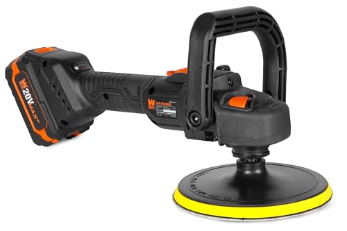 WEN 20V Max Cordless 7-Inch Variable Speed Rotary Polisher and Waxer Kit with 4Ah Battery, Charger, and Polishing Pads (20877) - size: Cordless