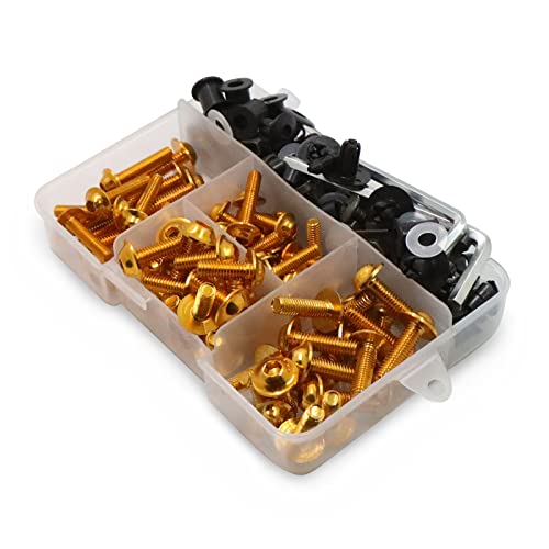 Worldmotop Fairing Bolt Kit Screws Fasteners Universal Compatible with Yamaha Honda Kawasaki Suzuki BMW,Fairing Bolt Kits Metric Bolts and Nuts Kit(Yellow) - color: yellow