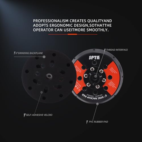 SPTA 2Pcs 6 Inch Universal Dual Action Backing Plate, Backing Plate for DA Polisher,Hook & Loop, 5/16"-24 Thread,Fits DA Polishers Up to 12,000 OPM,Sand,Buff,Polish & Finish, Auto Detailing -BP604 - size: 6 Inch (150mm)