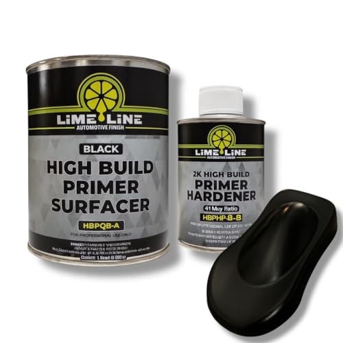 LiME LiNE Sand-able Automotive Primer Surfacer, Direct-to-Metal, High Build 2k Urethane, 1.25 Quart kit, (Black) 4:1 mixture - color: Black