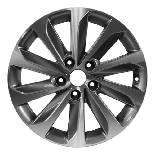 17x7 Aluminum Wheel Rim 10 Turbine-Spoke Medium Gray - Factory Restored Compatible With Hyundai Sonata 2015-2017 - Exact Fit - Direct Replacement