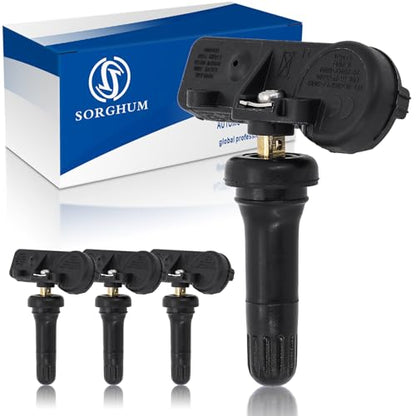 Sorghum Tire Pressure Monitoring System - Pre-Programmed TPMS Sensors 433MHz Compatible with 2008-2021 Jeep Dodge Chrysler Ram Fiat Alfa Romeo Replace# 56029398AA 56029398AB Set of 4 - color: Matte Black-56029398AB