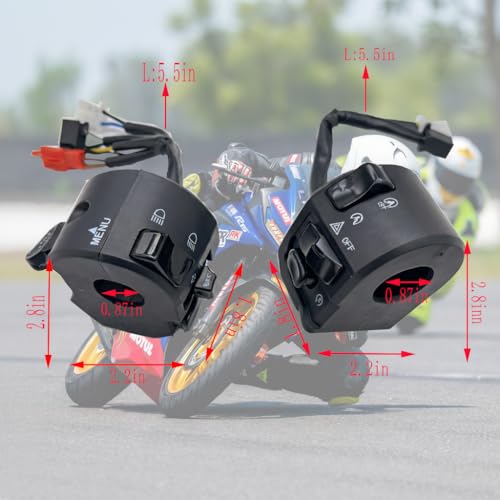 Universal 7/8" Motorcycle Handlebar Control Switch Set, Left & Right Controls with Turn Signal, Horn, Headlight High/Low, Start Stop & Kill Switch, 22mm Handlebar Switch for Motorcycle ATV Scooter