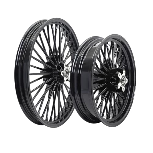 TOFR 21x2.15 16x3.5 Fat Spoke Wheels Black For Harley Dyna FXD FXDB 00-05 - color: Gloss Black, size: Front:21x2.15 Rear:16x3.5