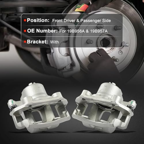 cciyu Front Left & Right Disc Brake Calipers With Bracket 19B956A 19B957A - size: Front[19B956A+19B957A]