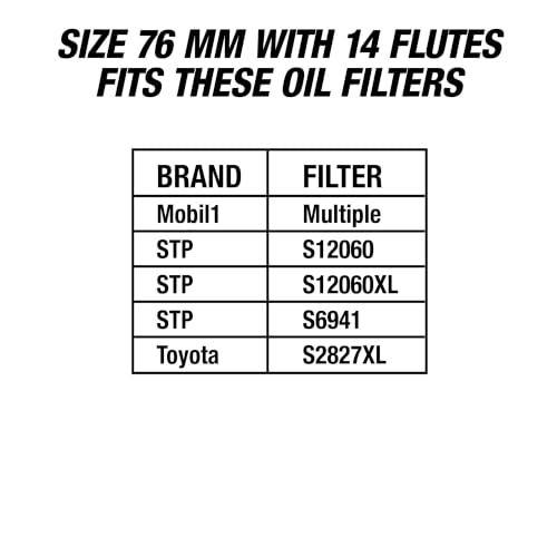 OEMTOOLS 87147 76 Millimeter and 14 Flute Oil Filter Wrench - style: 76 mm 14 Flute