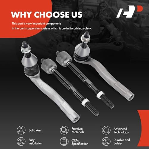 A-Premium Front Inner Outer Tie Rod End Kit Fix Uneven Tire Wear