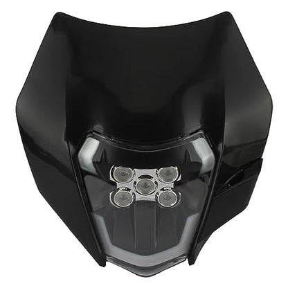 Dirt Bike LED Headlight,Universal Motorcycle Head Lamp Kit Compatible With Motocross Pit Bike Enduro ATV Supermoto 150 250 350 450 500 SX XCW EXC SXF XC SMC R 690(Black) - color: 16-5LED Black