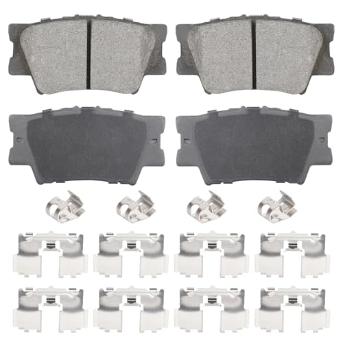 Rear Ceramic Brake Pads Set for Toyota Camry 2007-2023(2020-2021 Only fit FWD), Avalon 2008-2018, Matrix 2009-2013, RAV4 2006-2018, for Lexus 2007-2018 ES350 ES300h ES250h 4PCS