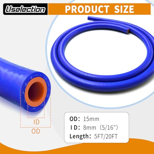 5/16" ID-10Ft(ID 8mm) Heater Hose Enhanced Double Reinforcement - color: Blue, size: 5/16" ID-10Ft(ID 8mm)
