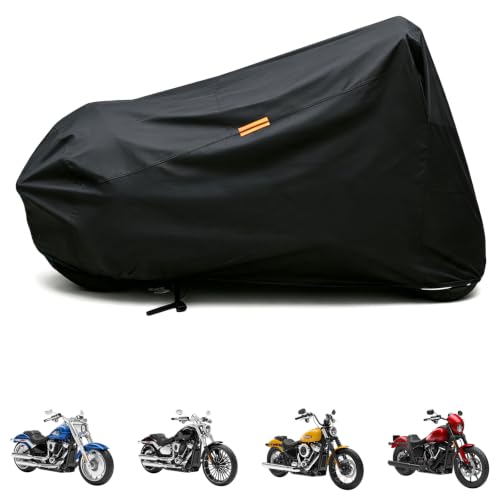 Motorcycle Cover Fit for Harley Cruiser Models & Most Other Cruiser Models - color: Black-[3XL-For Cruiser Model]
