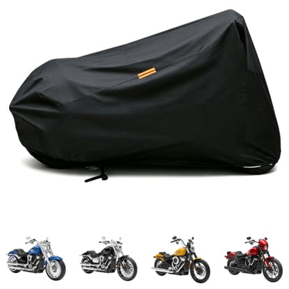 Motorcycle Cover Fit for Harley Cruiser Models & Most Other Cruiser Models - color: Black-[3XL-For Cruiser Model]