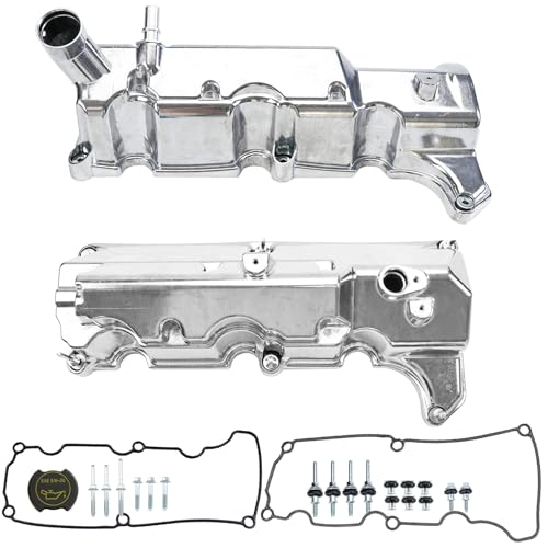 MITZONE Aluminum Valve Cover Set Compatible with Ford Explorer Ranger 2004-2005 Mercury Mountaineer 2004-2005 4.0L V6 4L5Z6582JA 4L5Z6582AA 264-988 - size: 2004-2005 Ford (Pair)
