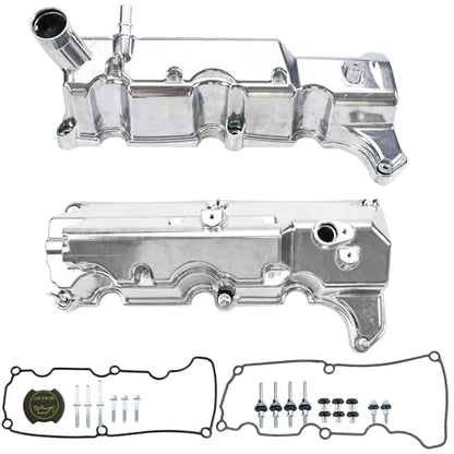 MITZONE Aluminum Valve Cover Set Compatible with Ford Explorer Ranger 2004-2005 Mercury Mountaineer 2004-2005 4.0L V6 4L5Z6582JA 4L5Z6582AA 264-988 - size: 2004-2005 Ford (Pair)