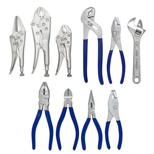 10PC Wrench and Plier Set, Heat Treated Carbon Steel