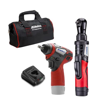 ACDelco ARW12103-K1 G12 Series 12V Cordless Li-ion 3/8” Brushless Ratchet Wrench & Impact Wrench Combo Tool