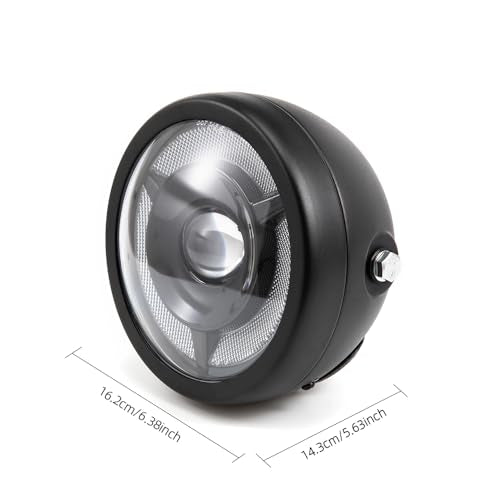 Motorcycle Headlight 5.75 inch Round LED with Mounting Brackets Assembly, Front Headlamp with DRL High/Low Beam for Cafe Racer E-bike Bobber Chopper (style B) - style: style B