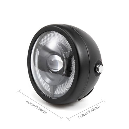 Motorcycle Headlight 5.75 inch Round LED with Mounting Brackets Assembly, Front Headlamp with DRL High/Low Beam for Cafe Racer E-bike Bobber Chopper (style B) - style: style B