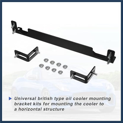 Universal Oil Cooler Mounting Bracket Kit 330mm Aluminum Alloy Engine Oil Cooler Radiator Adapter Kit Oil Cooler Bracket Kit Black Transmission Oil Cooler Mounting Kit Stylish Design