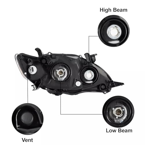 Headlights Assembly Compatible with 2011 2012 2013 Toyota Corolla - color: Chrome Headlight