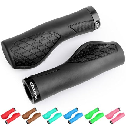 GXCROR Bike Grips,Ergonomic Bicycle Handlebars Grips Shock Absorbing Dual-Density Silicone,Universal 22.2mm Fit with 3D Non-Slip Pattern,Scooter Grips - color: Black