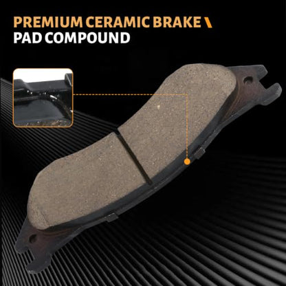 D702 Front Ceramic Brake Pads Kit Fit For Dodge Ram 1500 2004-2008, For Ram 2500 2001-2008, For Ram 3500 2001-2008, For Ram 4000 2002, 2005-2008 - size: HZ702