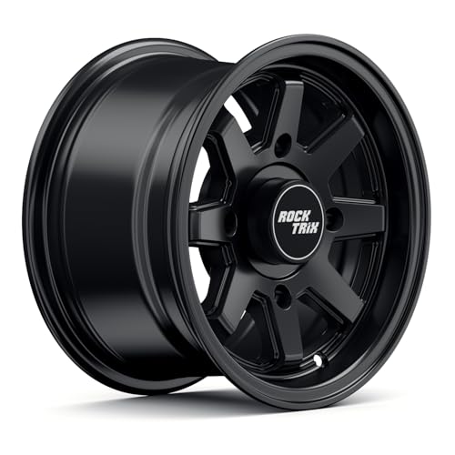 RockTrix RT116 12x7 ATV UTV Wheel 4x137 5+2 Offset, Matte Black, 1pc Single - size: 12x7 (5+2)