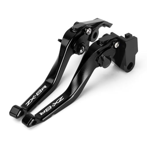 Short Brake Clutch Levers Compatible with K.awasaki Ninja ZX6R 2019 2020 2021 2022 2023 2024 2025 2026 | Front Shorter Levers Handles ZX-6R ZX 6R ZX636 Ninja636 Accessories (Black) - color: Black