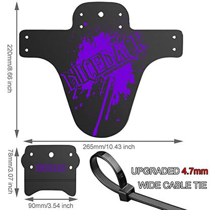 Mountain Bike Fenders, Fits 20-29 Inch MTB, 2-Piece Set - color: A-Purple