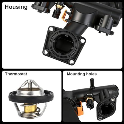 Engine Coolant Thermostat Housing Assembly w/Sensor Compatible with Land Rover Range Rover Sport 2006-2009 LR3 2005-2009 4.4L,Replaces#4H238A504AC 4H238594AC LR005631 - size: 4H238A504AC