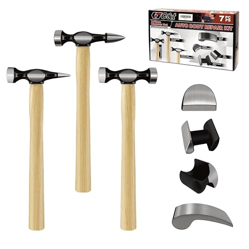C&T Auto Body Repair Tool Kit,7 Piece,Car Body Repair Tool Kit, Carbon Steel Dolly and Hammer Dent Body Fender Tool Set - size: 7PC
