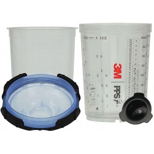 3M PPS 2.0 Spray Gun Cup Kit, 26312, Midi, 13.5 Ounces, 125-Micron Filter, for Cars, Furniture, 1 Paint Cup, 50 Disposable Liners, 32 Sealing Plugs - size: Midi, 125-Micron Filter