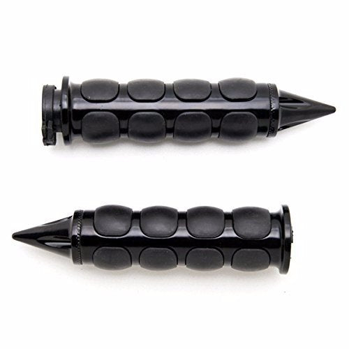 TRHB114A-1"-BK Spike Black Comfort Rubber Motorcycle Handlebar Hand Grips (1 inch) Custom Black Billet Grips Compatible with Cruisers/Choppers/Harley Davidson
