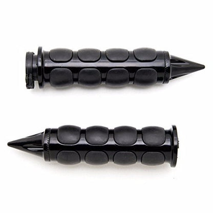 TRHB114A-1"-BK Spike Black Comfort Rubber Motorcycle Handlebar Hand Grips (1 inch) Custom Black Billet Grips Compatible with Cruisers/Choppers/Harley Davidson