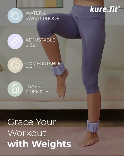 Pilates Wrist & Ankle Weights | Adjustable Weighted Bangles | 1/2/3LB Each - color: Lilac, size: 2 LB