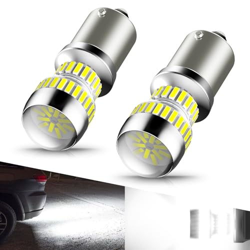 AUXITO 1156 LED Bulb White 7506 BA15S P21W LED Light Replacement with Projector for Backup Reverse Tail Brake DRL Turn Signal Parking Light, Pack of 2 - color: White, size: 1156/7506
