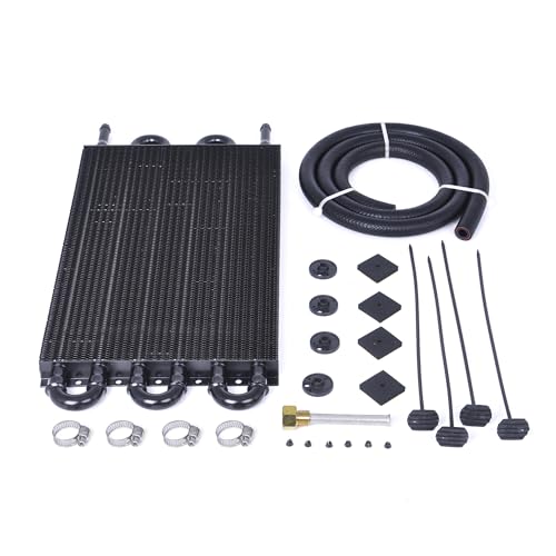 Universal 5/16" Transmission Oil Cooler, 6 Pass Tube and Fin Cooler Kit Aluminum Black - color: 6 Pass Black