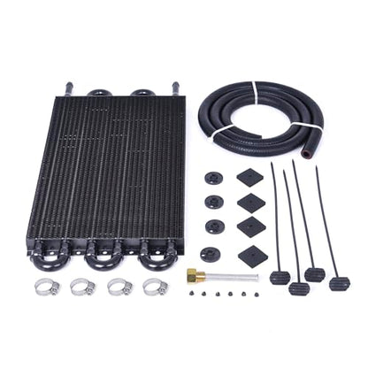 Universal 5/16" Transmission Oil Cooler, 6 Pass Tube and Fin Cooler Kit Aluminum Black - color: 6 Pass Black